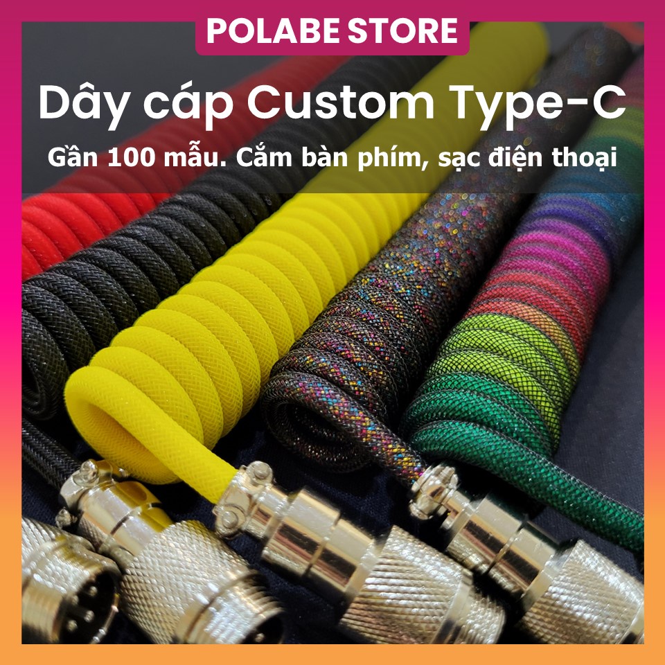 Dây cáp Custom bàn phím cơ Type-C, dây dù cao cấp, trục kết nối GX12, custom cable đầu cắm USB kim loại - Polabe Store