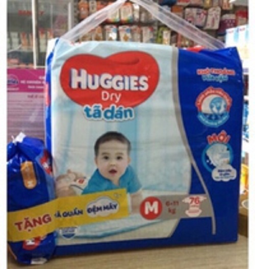 [TẶNG 6 TÃ QUẦN] TÃ DÁN HUGGIES MẪU MỚI M76 MIẾNG