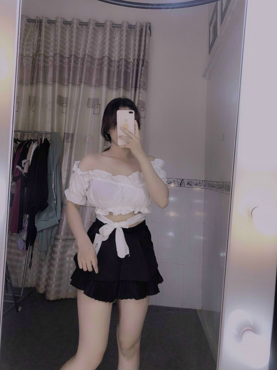 ÁO KIỂU ĐAN DÂY EO NHÚN BÈO CỔ V TU