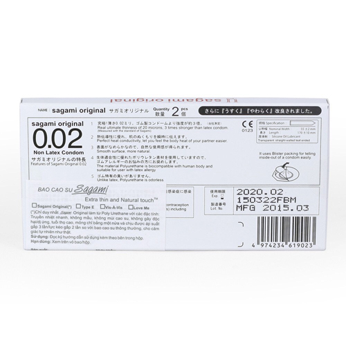 [HCM]Bao cao su Sagami Original 002 - Siêu mỏng - Hộp 2 chiếc