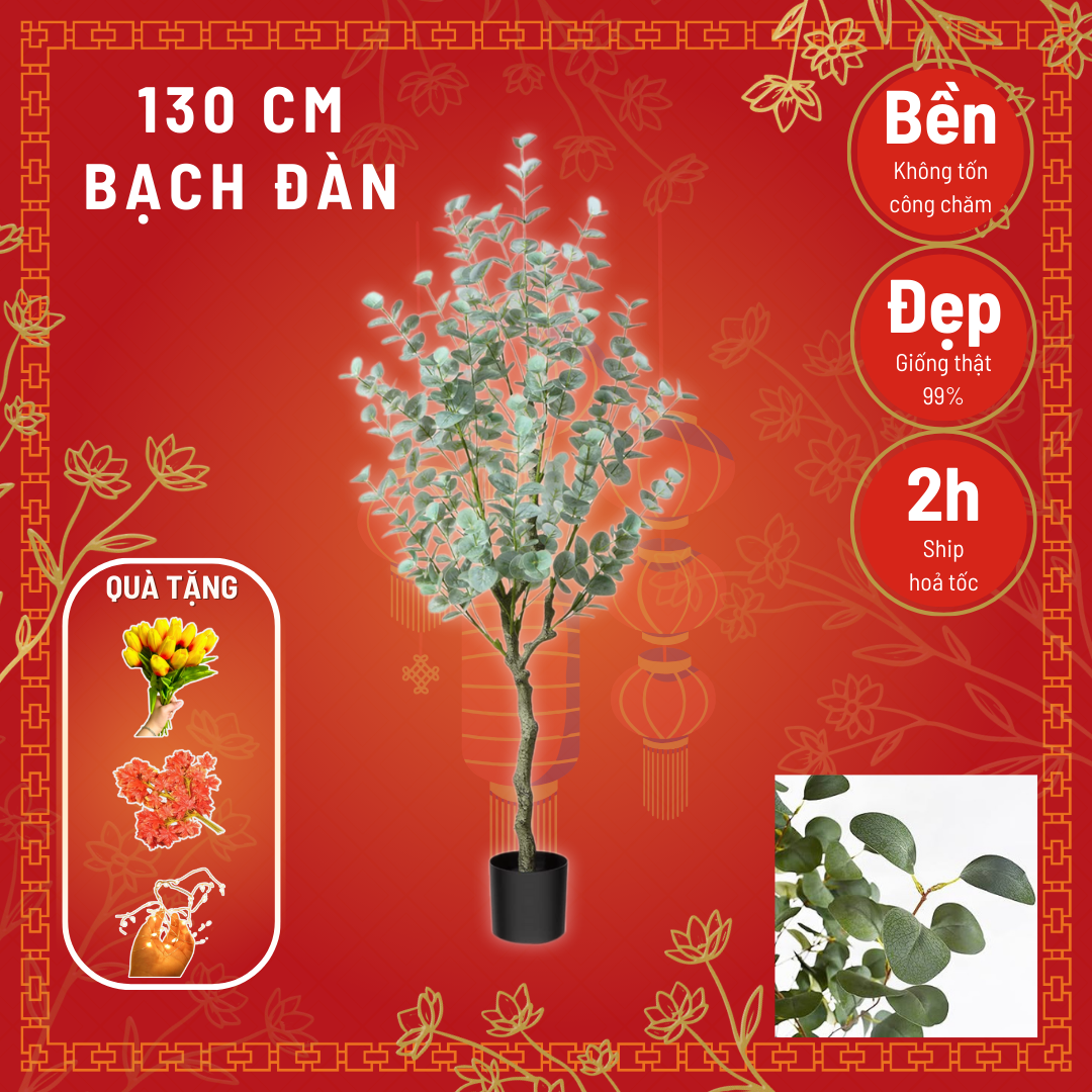 Cây lá bạch đàn giả - Size từ 110cm đến 130cm - Cây giả, hoa lụa trang trí nhà cửa
