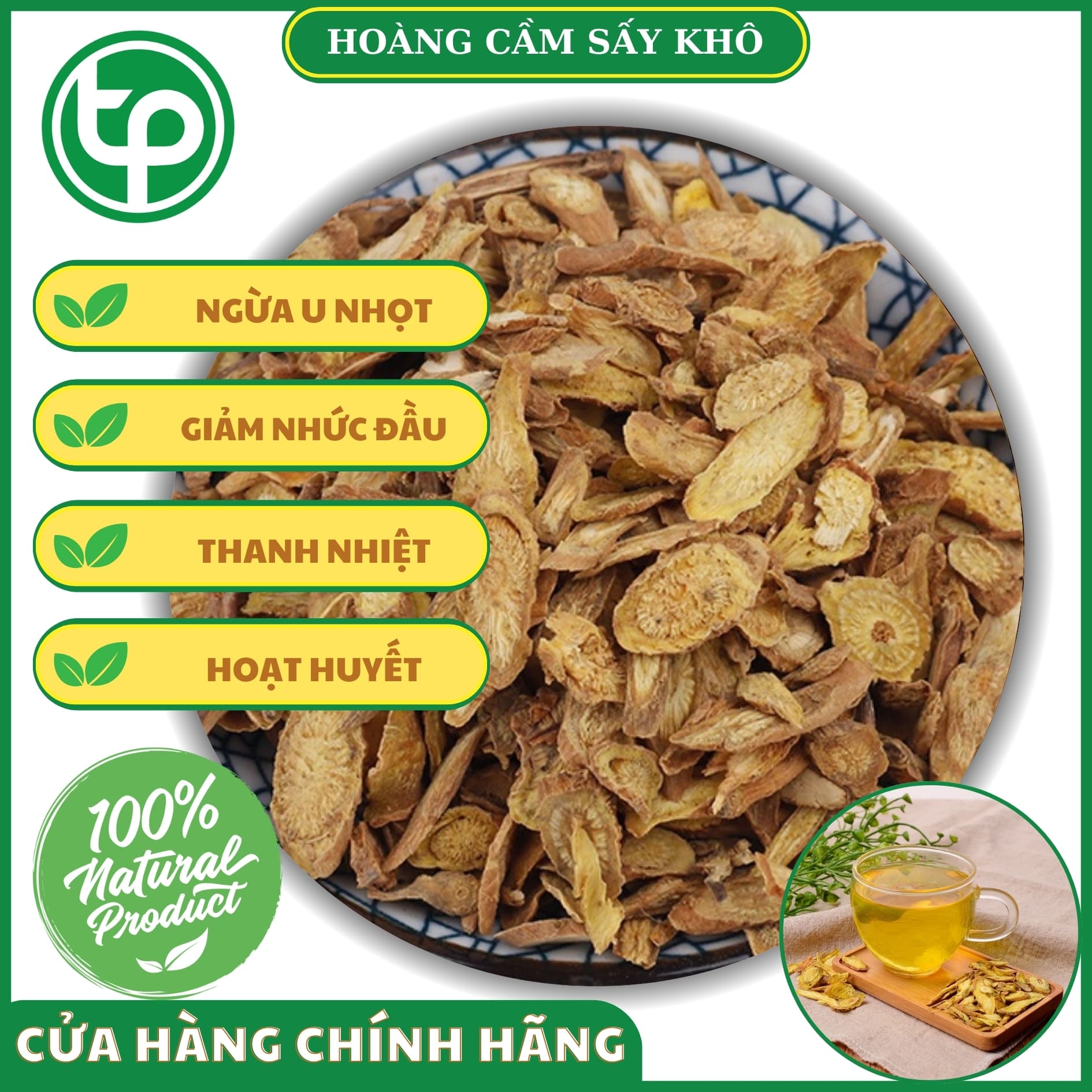 [HOT] Hoàng cầm sấy khô 500g - Thảo Dược Tấn Phát - Trà sạch thơm cao cấp