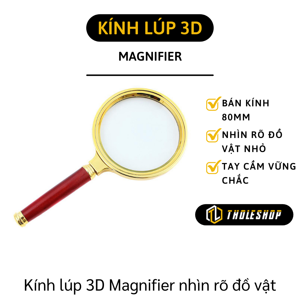 Kính lúp 3D 80mm - Kính lúp đọc sách, báo - Kính lúp phóng to - Tiện dụng cho quá trình học tập cũng như đọc báo