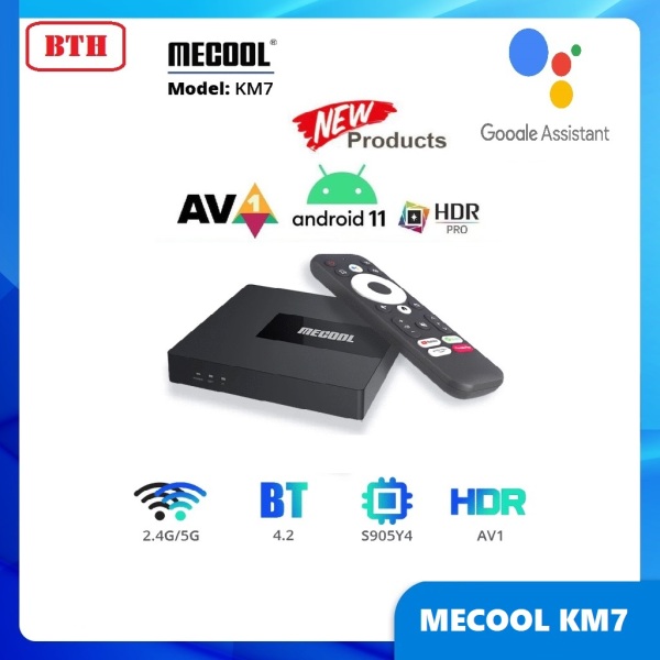 Android Box Mecool KM7, Ram 2GB, Rom 16GB, Remote voice giọng nói theo box, Android TV 11 chính chủ Google, CPU S905Y4, Wifi 2.4Ghz/5Ghz, Bluetooth 5.0, cấu hình mạnh, giá tốt