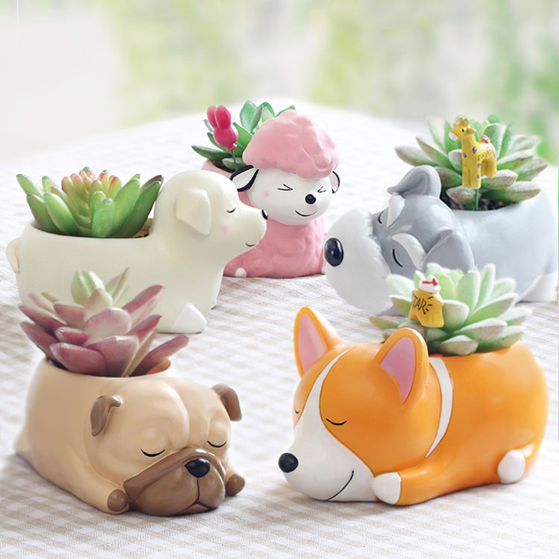 Chậu cây Corgi ngủ say R7A7N6
