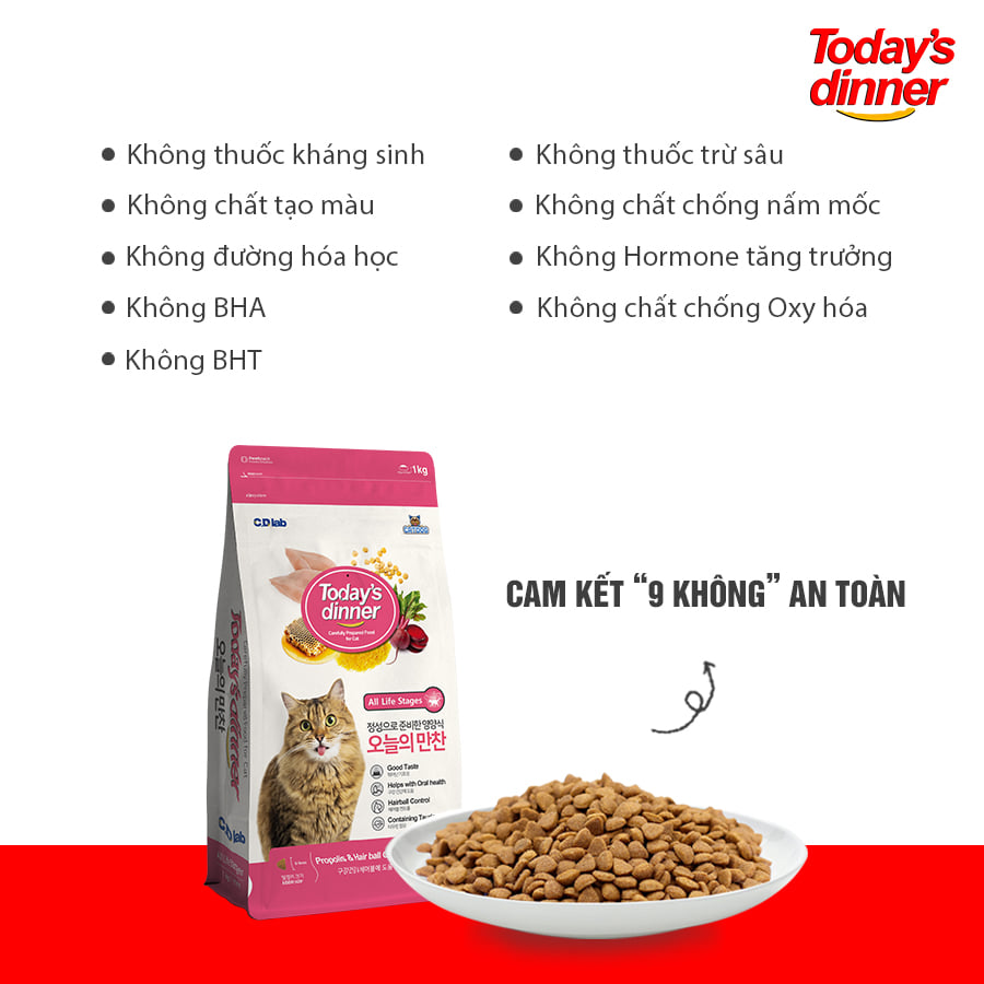 TODAY'S DINNER- Thức ăn hạt cho mèo mọi lứa tuổi gói dùng thử 40g