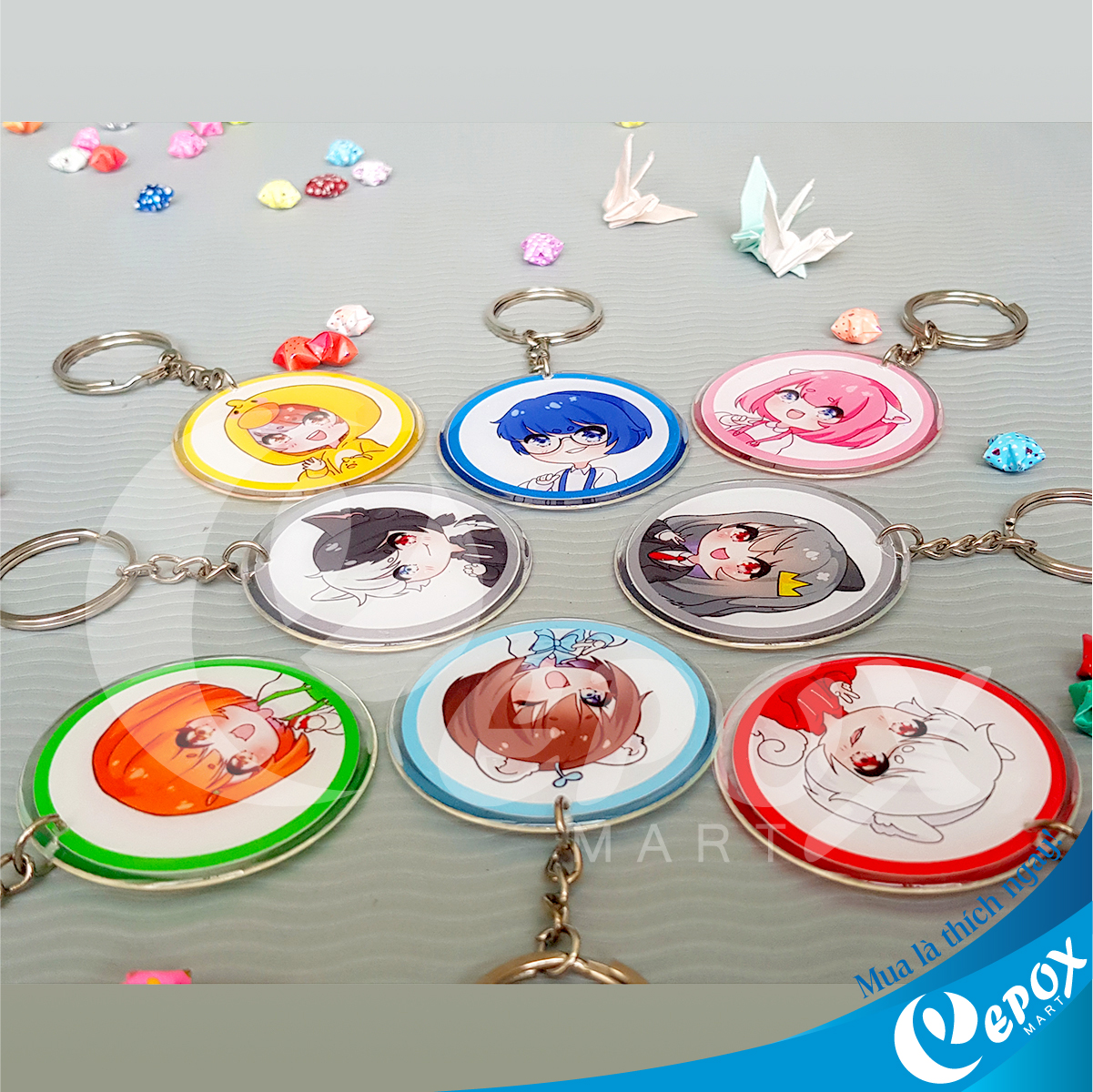 Combo 8 móc khóa Hero Team đổ keo 5,5cm