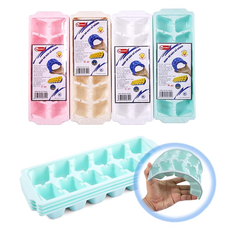 [HCM]Combo 04 khay đá nhựa dẻo cao cấp làm đá mau đông (12 viên/khay)