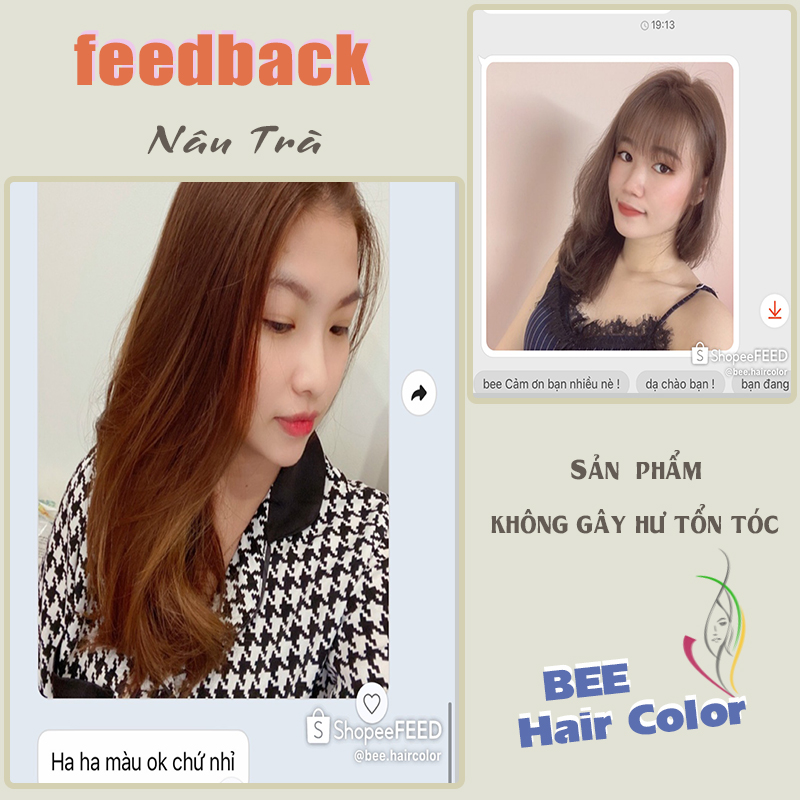 Thuốc Nhuộm Tóc Màu NÂU TRÀ [ tặng kèm trợ Nhuộm và bao tay]