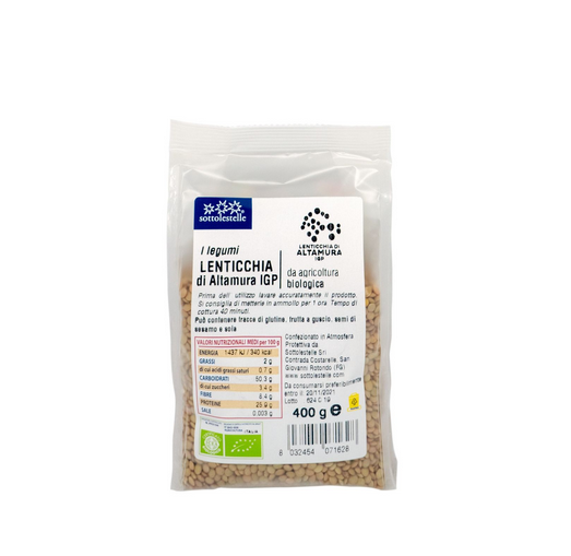 Đậu lăng xanh hữu cơ Sottolestelle 400g
