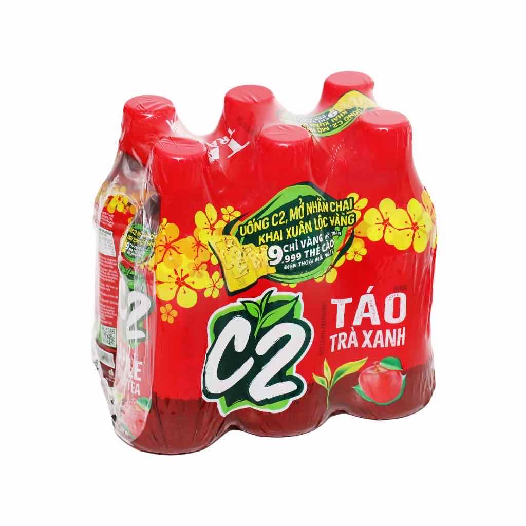 LỐC 6 CHAI TRÀ C2  VỊ TÁO 360ML VÀ VỊ CHANH 360ML