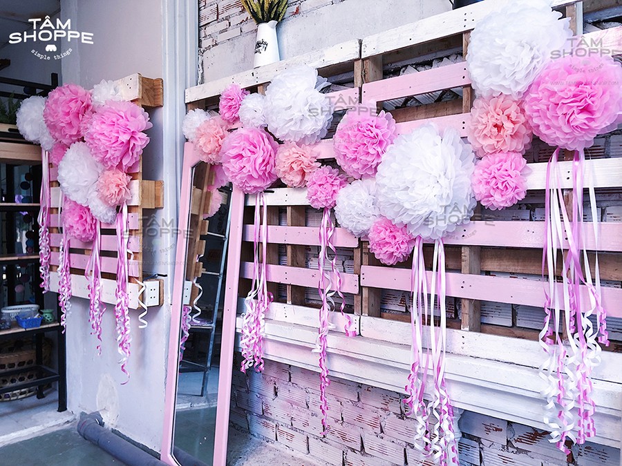 Hoa giấy handmade trang trí backdrop đám cưới đường kính 20cm - hoa giấy