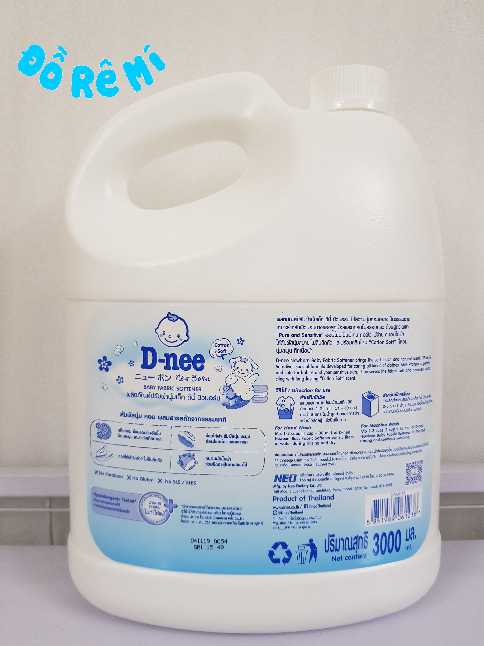 [HCM]Nước xả vải Dnee 3000ml - Màu trắng