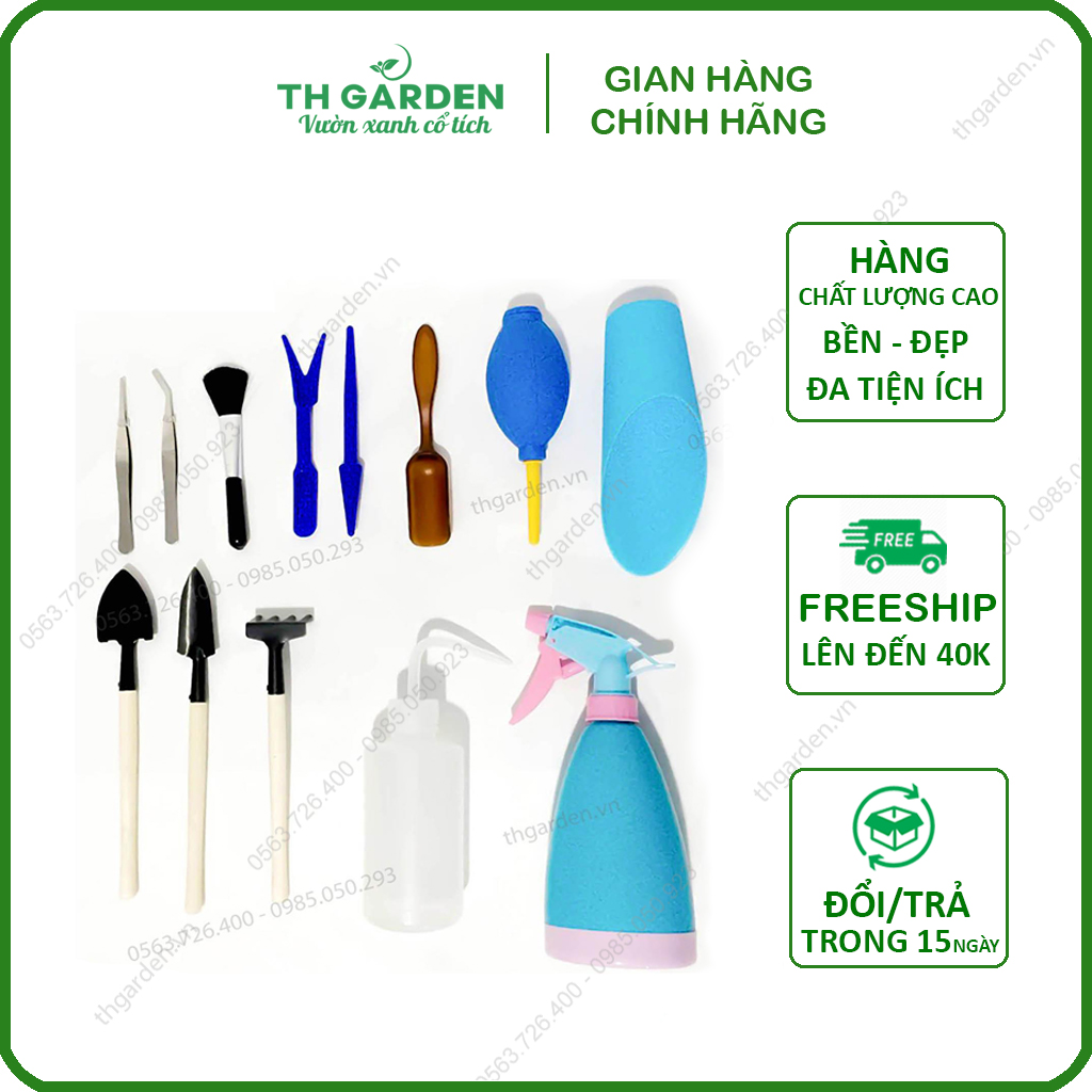 Combo 14 bộ dụng cụ trồng sen đá - bộ dụng cụ làm vườn mini - đáp ứng đầy đủ nhu cầu làm vườn gia đình nhỏ