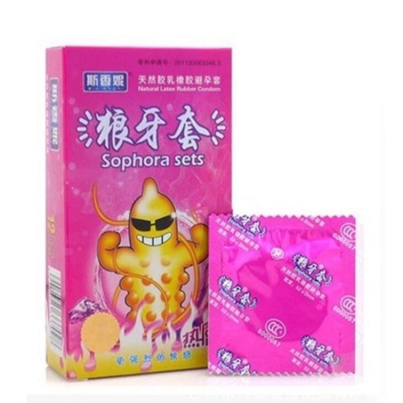 Bao cao su gân gai tăng khoái cảm loại đặc biệt băng , lửa , băng lửa 12 chiếc 1 hộp