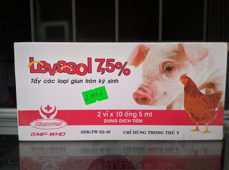 10 lọ LEVASOL 7,5% 5ml Tẩy giun Chó mèo lợn gà