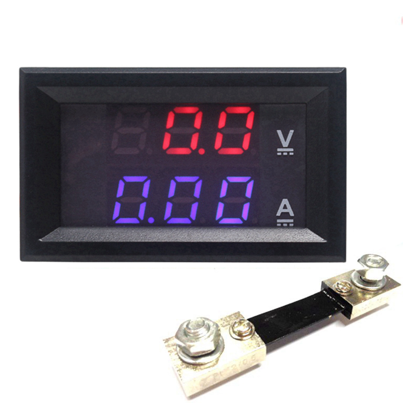 Ampe Kế Vôn Kế Kỹ Thuật Số DC 0-100V 10A 50A 100A Hiển Thị Thời Gian Kép Vôn Kế Hiện Tại Meter Bảng Điều Chỉnh Amp Vôn Kế