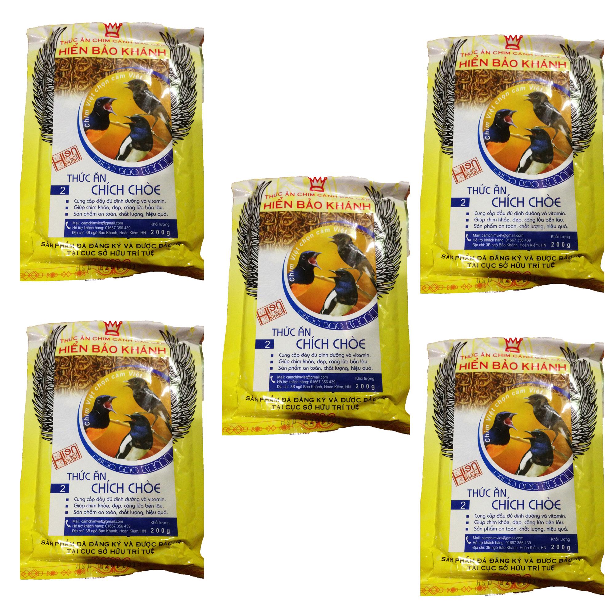 Combo 5 Gói Cám Hiển Bảo Khánh Chích Chòe Căng Lửa (Số 2) 200g - Thức Ăn Chim Cao Cấp