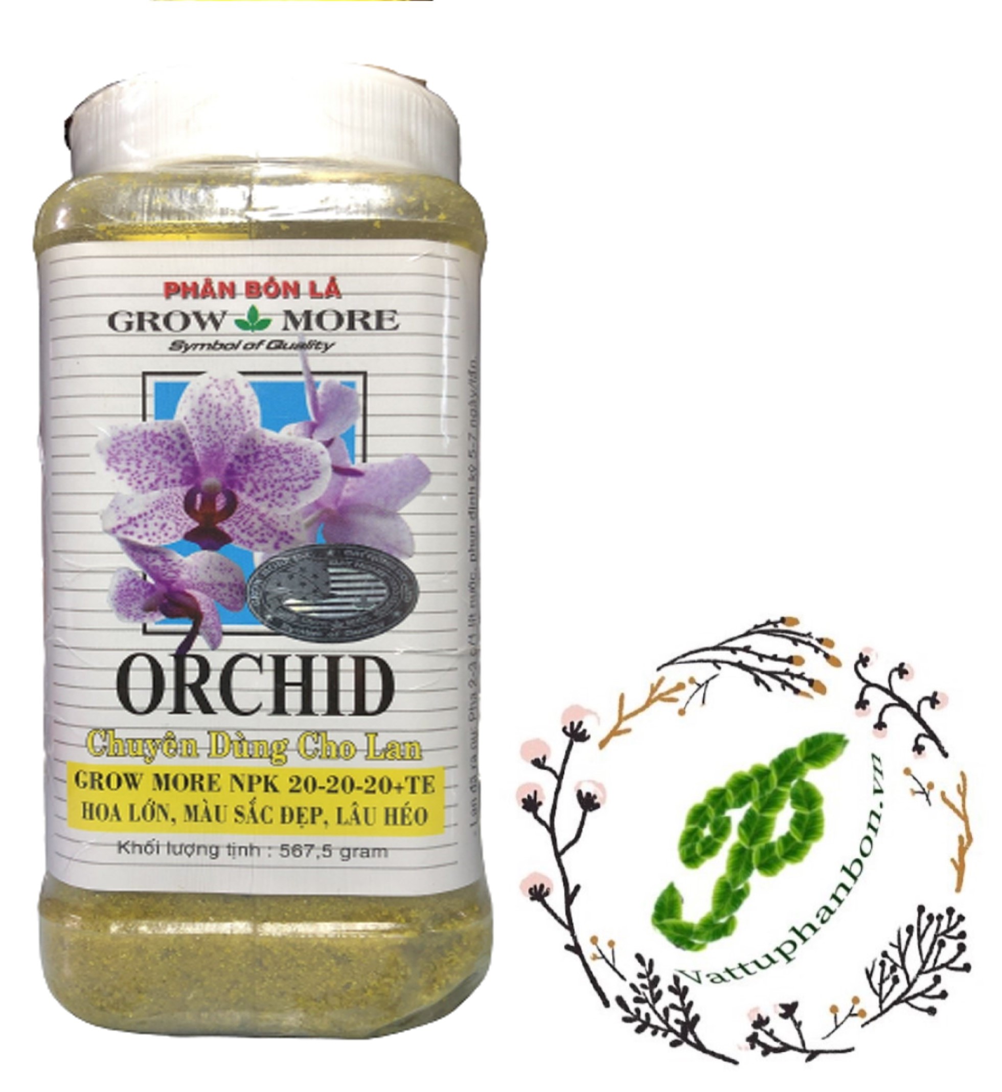 Phân bón lá grow more orchid npk 20-20-20+te - #425a# 567,5g