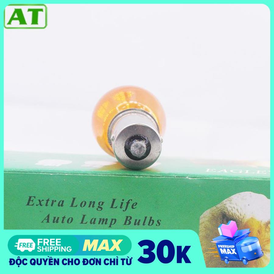 Hộp 10 Bóng Đèn Xi Nhan Ô Tô Chân Cài Lệch 12V 21W Màu Vàng (Một Tóc)
