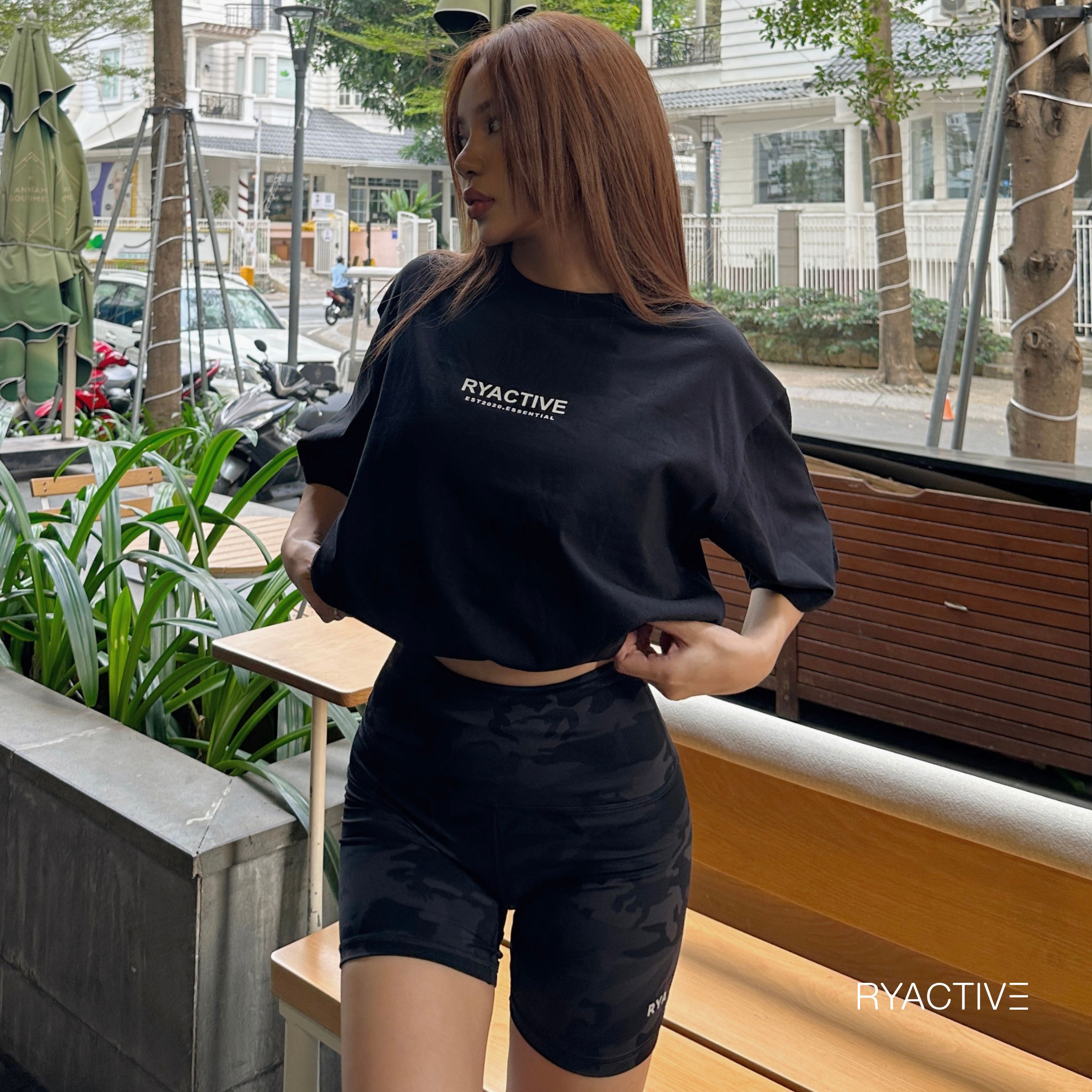 Áo thun form oversize RYACTIVE - RYACTIVE ESSENTIAL TEE  Black
