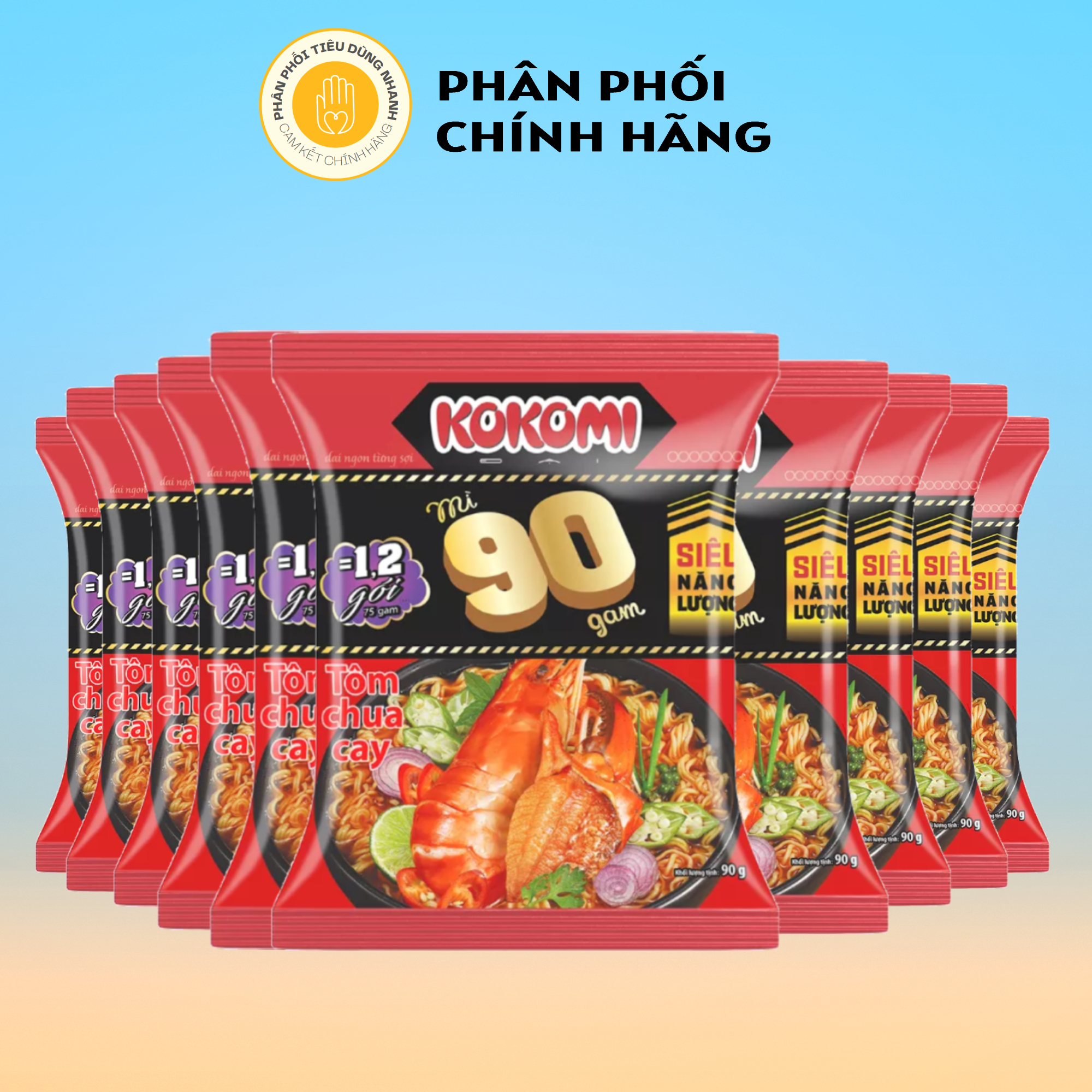 Combo 10 gói mì ăn liền kokomi 90gam tôm chua cay 90g