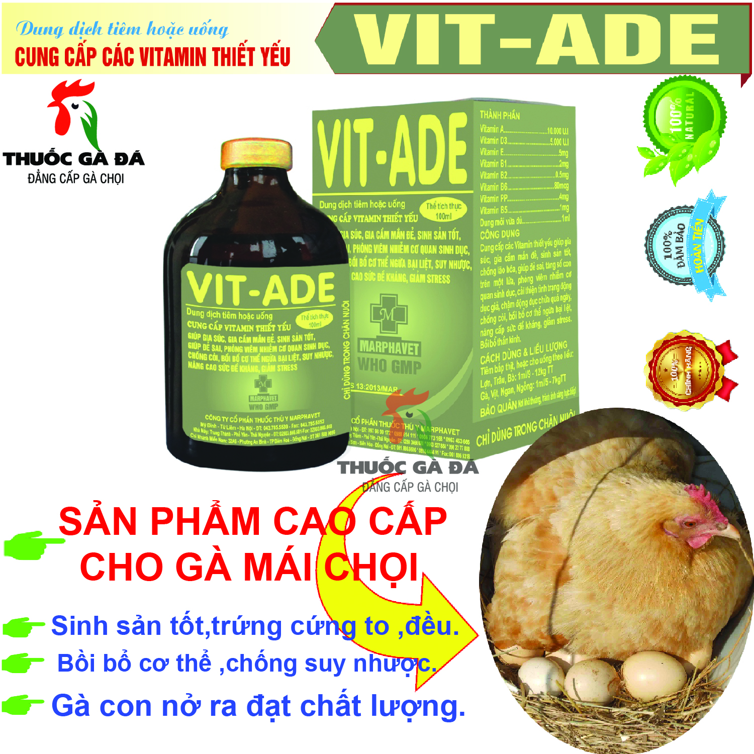 VITAMIN ADE B12 B12 CHO Gà mái,gà nọc.