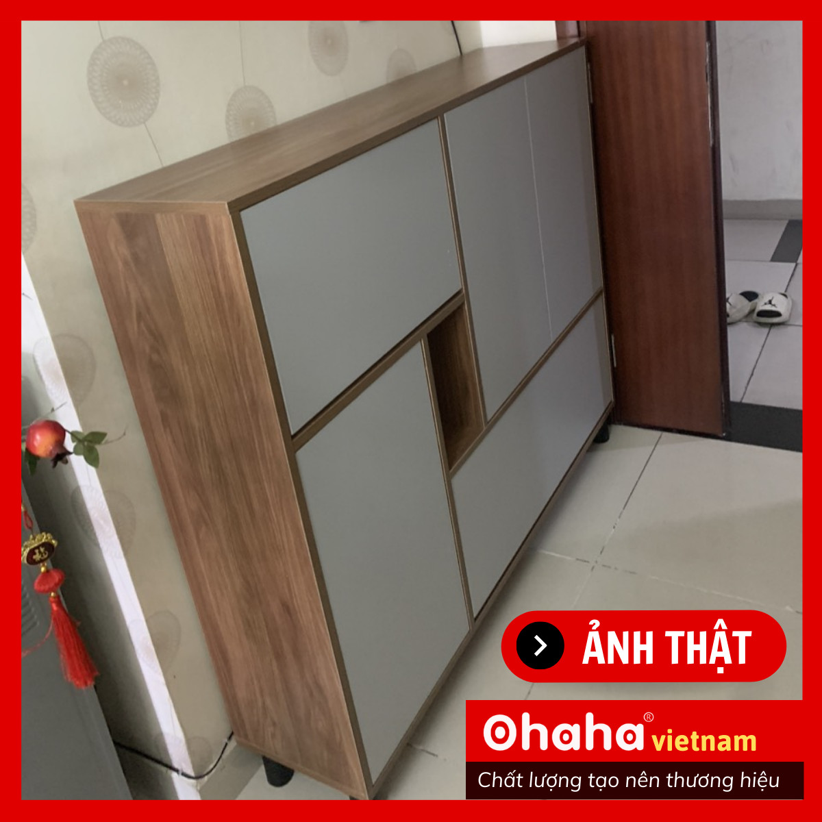 [ Freeship HCM ] [ Kèm ảnh thực tế ] TỦ GIÀY GỖ CAO CẤP SQUARE 02 OHAHA - SQ02