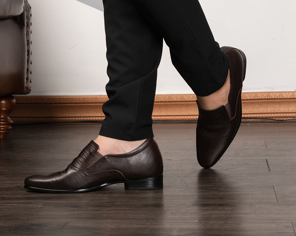 [8cm] shoes height increasing Men T&TRA S970 brown stripe