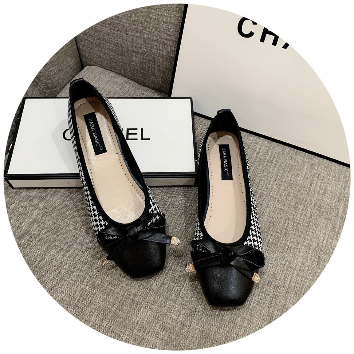 SIÊU SALE | GIÀY BÚP BÊ DẠ ZICZAC NƠ NHỎ CỰC YÊU, DA MỀM ĐI THOẢI MÁI - G779