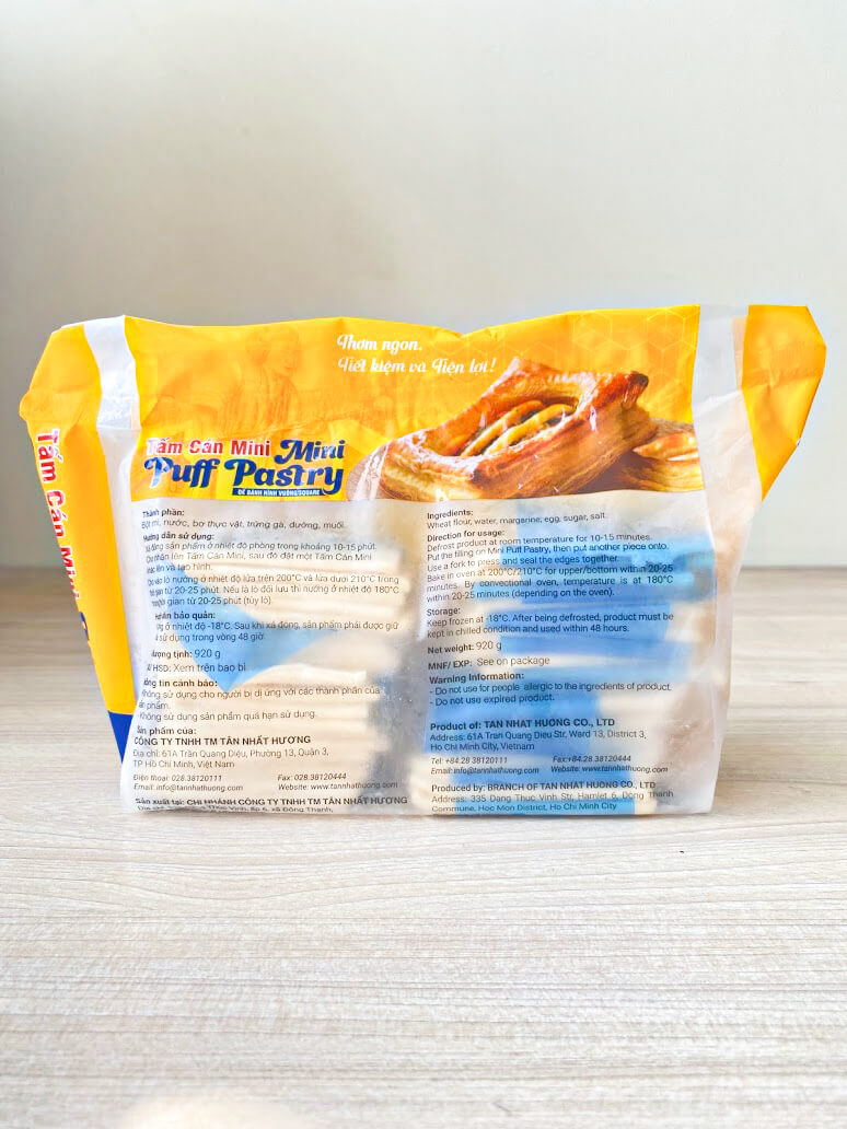 Tấm Cán Mini Puff Pastry 40 Cái ( Pateso Hình Vuông)