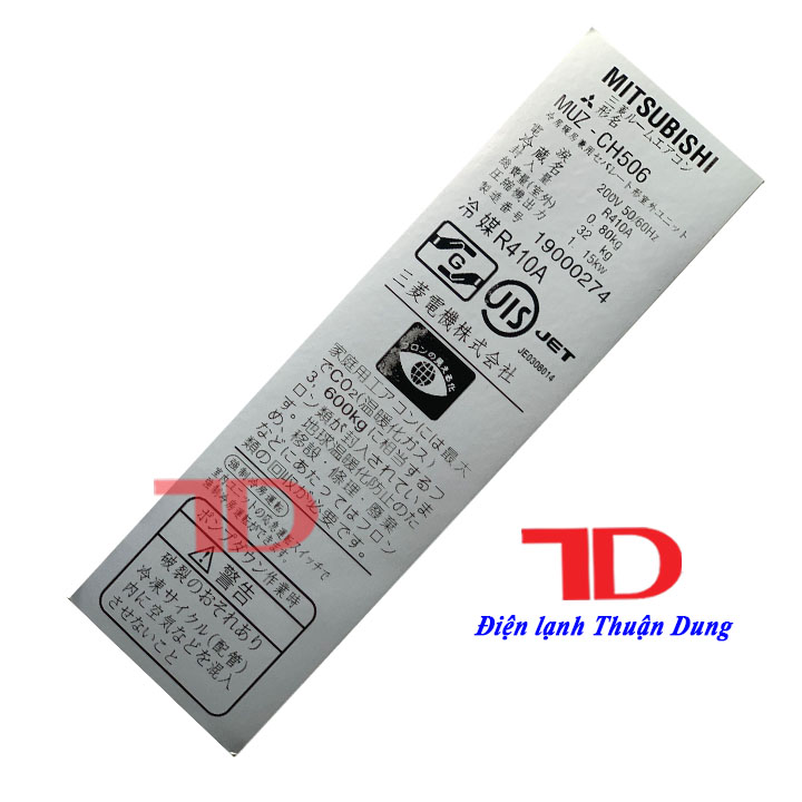 Tem thông số dành cho máy lạnh MITSUBISHI nội địa