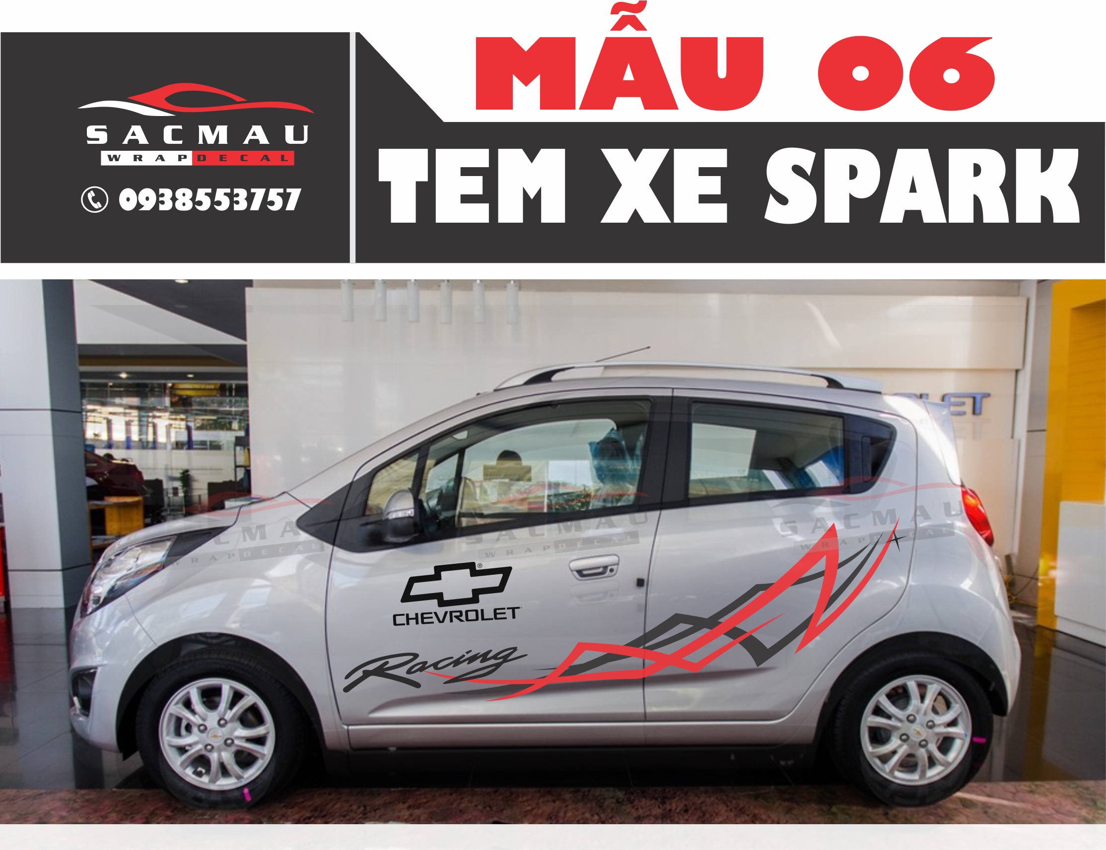 Tem dán xe Chevrolet Spark, tem xe Chevrolet