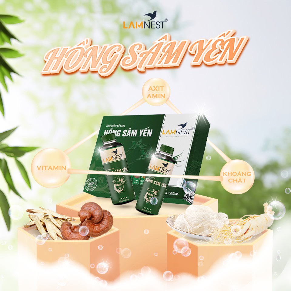HỒNG SÂM YẾN 1 LỐC 10 HỦ TẶNG KÈM 1 HỦ YẾN CHƯNG SẴN 70ML