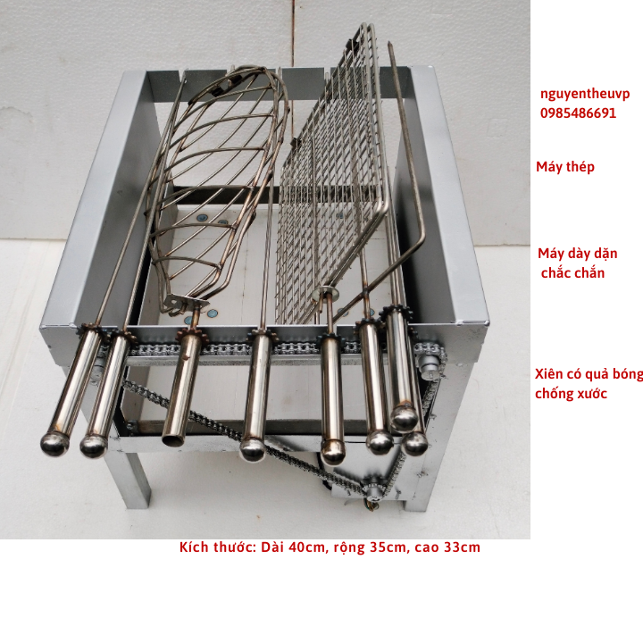 Máy nướng thịt, chả mini tự động chuẩn (xiên  inox đi kèm máy)