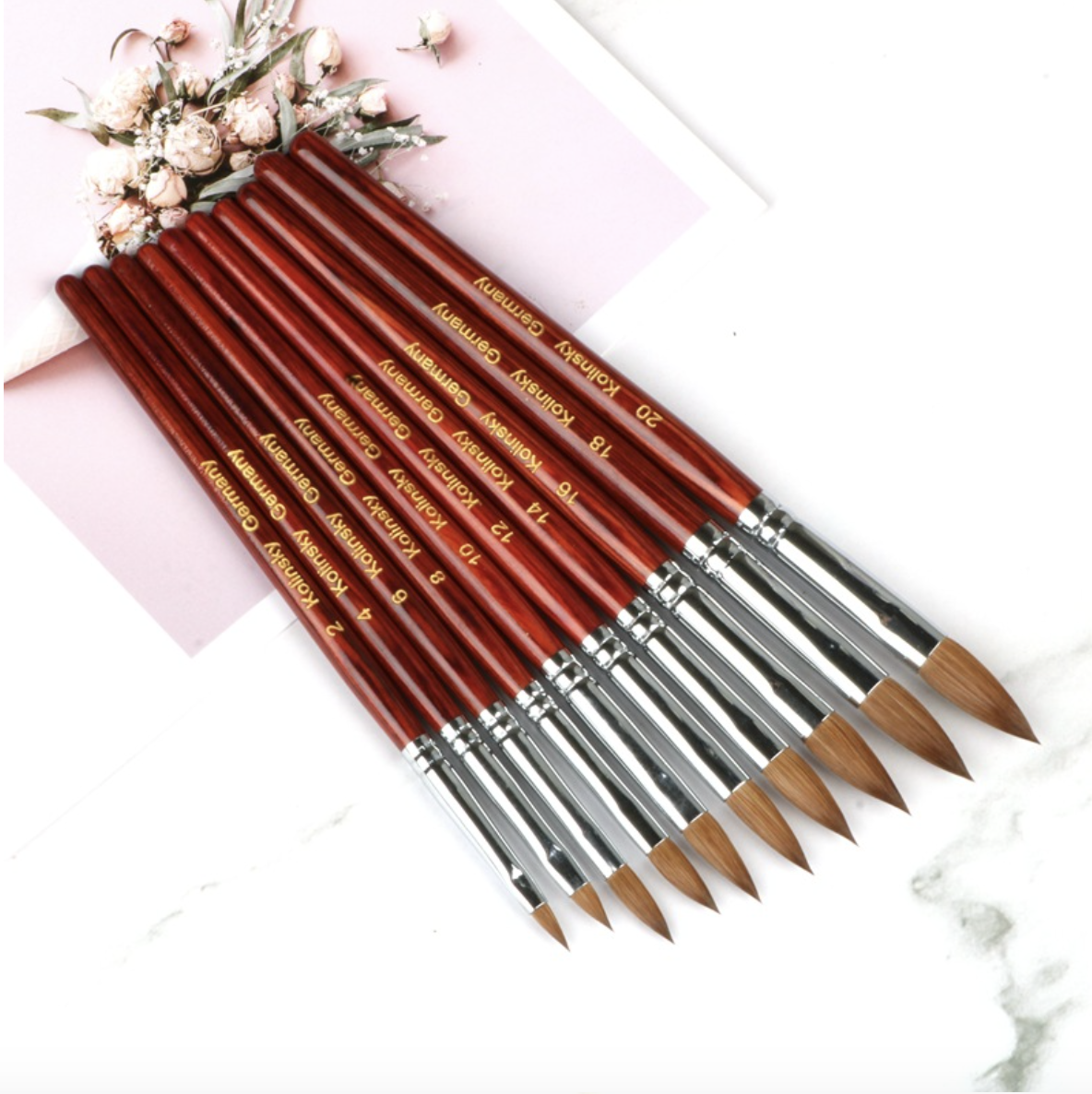 Cọ Đắp Bột Nail Kolinsky Germany Cán Gỗ ( Cọ Đã Xử Lý Bấm Đầu )