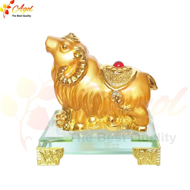Tượng Chú Dê Vàng Đế Thủy Tinh