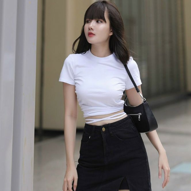 ÁO THUN NỮ KIỂU DÂY ĐAN SAU HỞ LƯNG FORM 42KG ÁO THUN CROPTOP ÁO THUN LỤA ÁO THUN KIỂU ÔM BODY ÁO THUN HỞ BỤNG