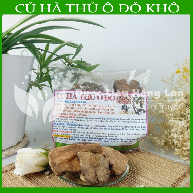 Dược liệu củ hà thủ ô đỏ khô sạch đóng gói 500gram