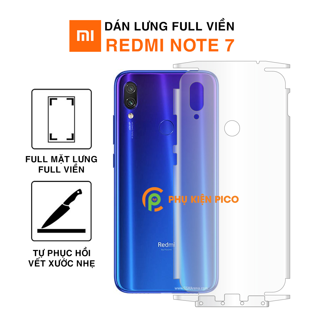 Dán lưng Redmi Note 7 full lưng và viền dẻo trong suốt PPF tự phục hồi vết xước - Dán lưng Xiaomi Redmi Note 7
