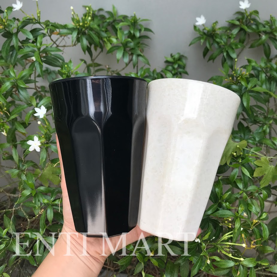 Ly nhựa Melamine vân đá kiểu sọc cao 8.8x 13.3cm, chất lượng đảm bảo an toàn đến sức khỏe người sử dụng, cam kết hàng đúng mô tả