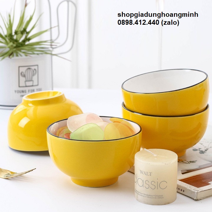 Set 02 chén sứ màu vàng 11,5cm - chén sứ