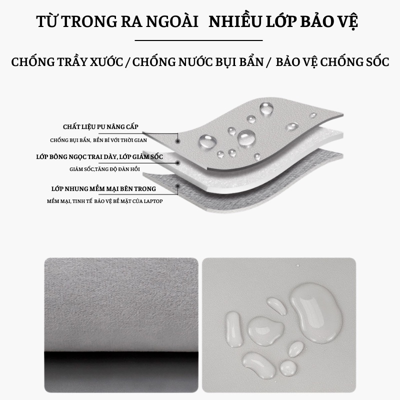 Túi Đựng Laptop Chống Sốc BAONA, Da PU Màu Sắc Thời Trang 13/13.3/14 inch, Chống Thấm Nước