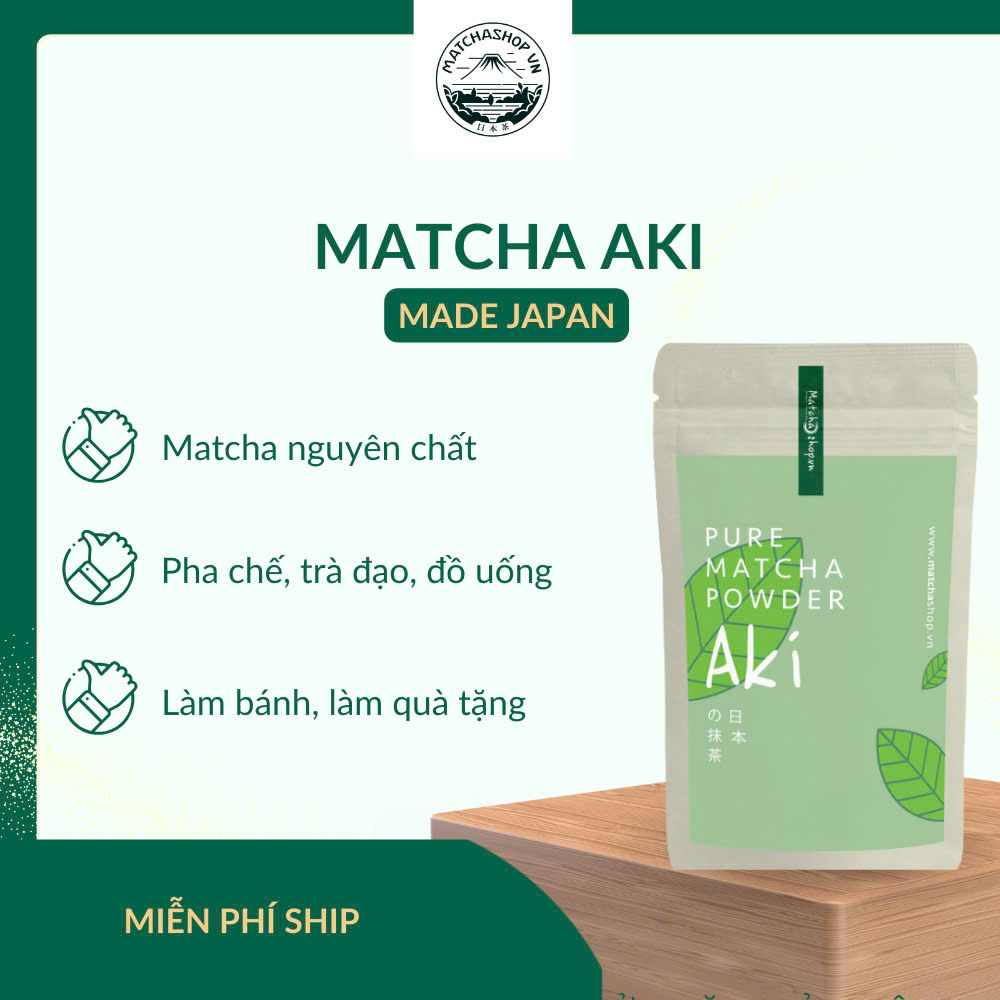 Bột Matcha AKI Nhập Khẩu Nhật Bản Chính Hãng, Dùng Trong Pha Chế, Làm Bánh, Đắp Mặt Nạ, Trà Đạo