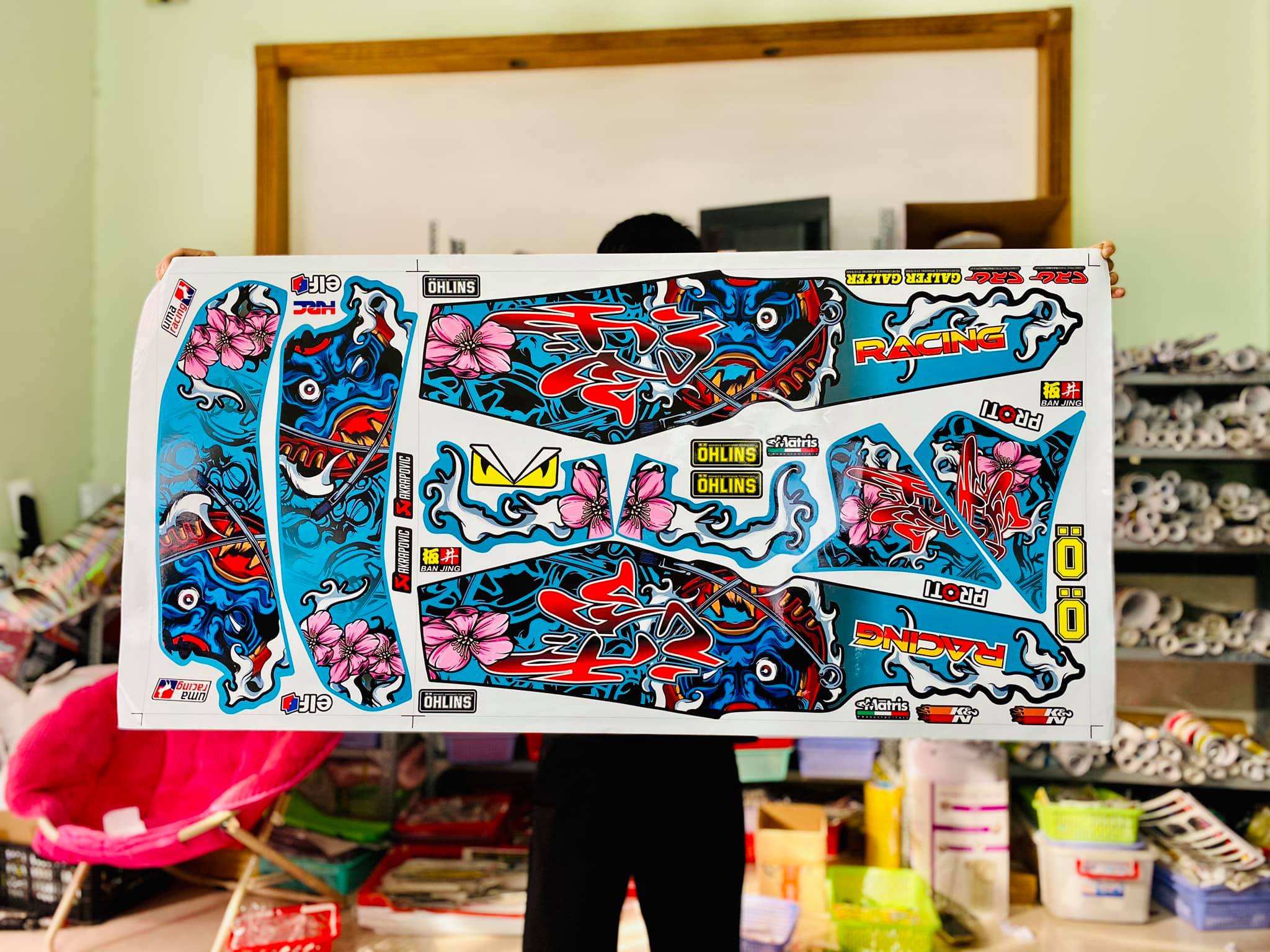 Tem Rời Sirius 110 Daruma Quỷ Xanh- Tặng Logo