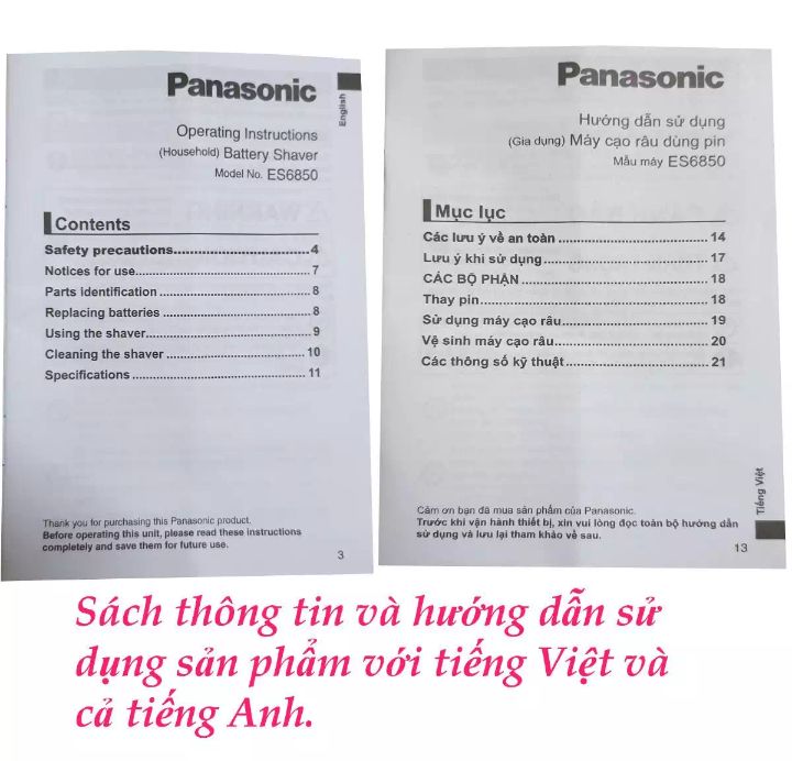 Máy cạo râu Panasonic Made in Thailand (tặng kèm 2 viên Pin AA)