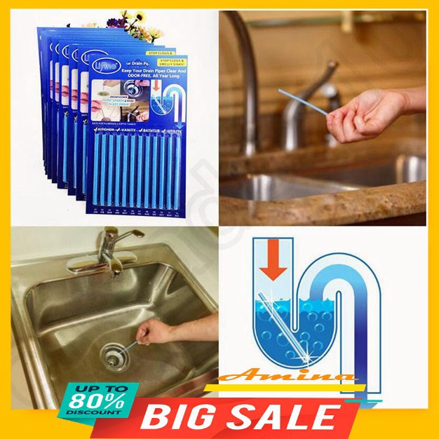 Vỉ 12 que thông tắc cống bồn rửa