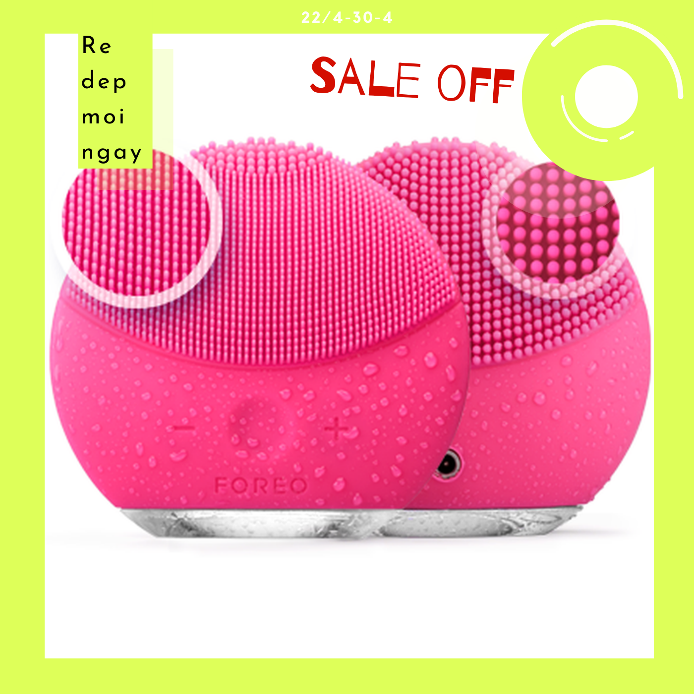 Máy rửa mặt Luna Mini 2 nhỏ gọn, massage mặt (Hồng)