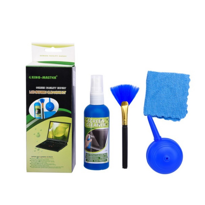 Bộ Dụng cụ vệ sinh 4 món laptop máy in combo lau chùi vệ sinh lap top tivi tv máy tính ipad dung dịch vệ sinh màn hình cọ quét bàn phím giẻ lau laptop thổi bụi laptop set rẩy rửa máy