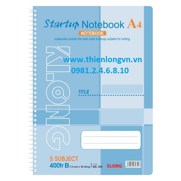 Sổ lò xo đơn A4 - 400 trang; Klong 394